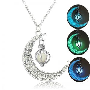 Glowing Crescent Moon Pendant Necklace
