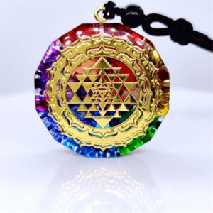 Natural Crystal Orgonite Sri 7 Chakra Reiki Healing Energy Cube Yoga Gem Pendant Necklace
