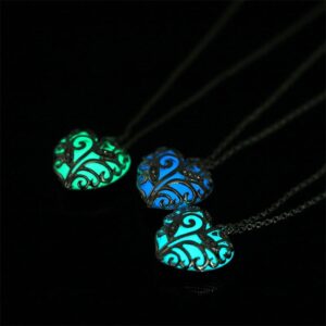 Glow in the Dark Heart Vine Pendant Necklace