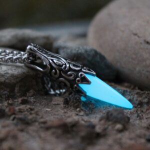 Glow in the Dark Titanium Steel Viking Wolf Fang Pendant  Necklace