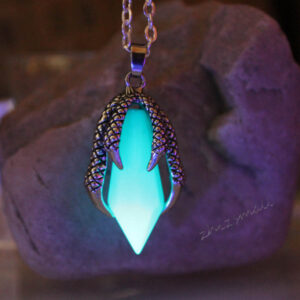 Glow in the Dark Dragon Claw Crystal Pendant Necklace