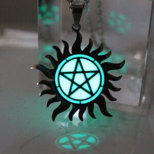 Glow in the Dark Stainless Steel Supernatural Pentagram Pendant Necklace