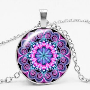 Kaleidoscope Wind Mandala Glass Pendant Necklace